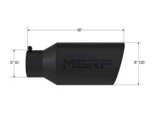 MBRP - MBRP Exhaust Tip; 8in. O.D.; Rolled End; 5in. inlet 18in. in length; Black Coated - T5129BLK - Image 2