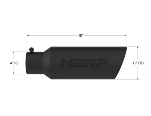 MBRP - MBRP Exhaust Tip; 6in. O.D.; Rolled end; 4in. inlet 18in. in length; Black Coated - T5130BLK - Image 2