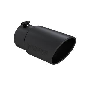 MBRP - MBRP Exhaust Tip; 6in. O.D. Angled Rolled End 5in. inlet 12in. length; Black Coated - T5075BLK - Image 1