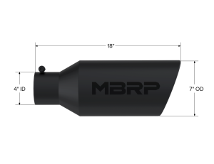 MBRP - MBRP Exhaust Tip; 7in. O.D.; Rolled End; 4in. inlet 18in. in length; Black - T5126BLK - Image 2
