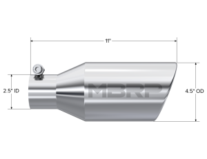 MBRP - MBRP Exhaust Tip; 4 1/2in. O.D.; SW Angle Rolled End; 2 1/2in. inlet 11in. in length; T304 - T5160 - Image 2
