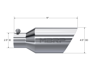 MBRP - MBRP Exhaust Tip; 4 1/2in. O.D.; DW Angle Rolled End; 2 1/2in. inlet 11in. in length; T304 - T5161 - Image 2