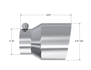 MBRP - MBRP Exhaust Tip; 4.5in OD Out; 3in ID; 6.13in Length; Angle Cut; Single Wall; T304 - T5180 - Image 2