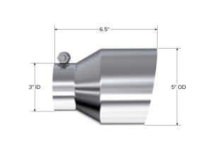 MBRP - MBRP Exhaust Tip; 5in OD Out; 3in ID; 6.5in Length; Angle Cut; Single Wall; T304 - T5184 - Image 2