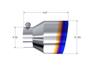 MBRP - MBRP Exhaust Tip; 5in OD Out; 3in ID; 6.5in Length; Angle Cut; Single Wall; T304 BE - T5184BE - Image 2