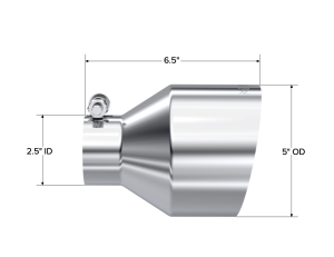 MBRP - MBRP Exhaust Tip; 5in OD Out; 2.5in ID; 6.5in Length; Angle Cut; Single Wall; T304 - T5190 - Image 2