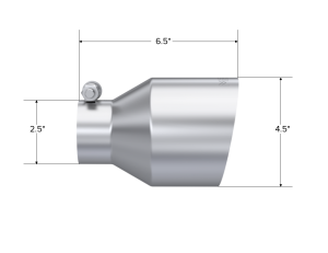 MBRP - MBRP Exhaust Tip; 4.5in OD Out; 2.5in ID; 6.5in Length; Angle Cut; Single Wall; T304 - T5191 - Image 2