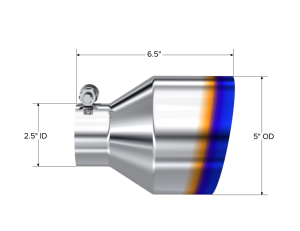 MBRP - MBRP Exhaust Tip; 5in OD Out; 2.5in ID; 6.5in Length; Angle Cut; Single Wall; T304 BE - T5190BE - Image 2