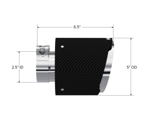 MBRP - MBRP Exhaust Tip; 5in OD Out; 2.5in ID; 6.5in Length; Angle Cut; Dual Wall; Carbon Fiber - T5190CF - Image 2