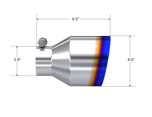 MBRP - MBRP Exhaust Tip; 4.5in OD Out; 2.5in ID; 6.5in Length; Angle Cut; Single Wall; T304 BE - T5191BE - Image 2