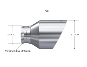 MBRP - MBRP Exhaust 5in. OD, SEC 70 inlet, 7.7in. in length, Dual Wall, Angle Cut, Tip Pairs. - T5197 - Image 3
