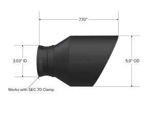 MBRP - MBRP Exhaust 5in. OD, SEC 70 inlet, 7.7in. in length, Dual Wall, Angle Cut, BLK Tip Pairs. - T5197BLK - Image 3