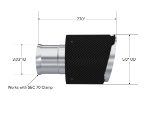 MBRP - MBRP Exhaust 5in. OD, SEC 70 inlet, 7.7in. in length, Dual Wall, Angle Cut, CF Tip Pairs. - T5197CF - Image 3