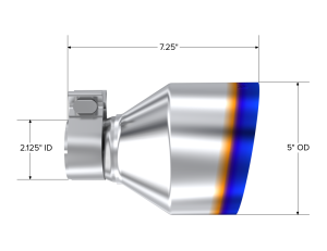 MBRP - MBRP Exhaust Tip T5202BE, 5in OD Out, 2.125in ID, 7.25in Length, Single Wall, Burnt End. - T5202BE - Image 2