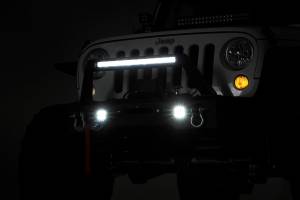 Rough Country - Rough Country Jeep Front Stubby LED Winch Bumper w/Hoop Black Series JK, JL, Gladiator JT - 11826 - Image 2