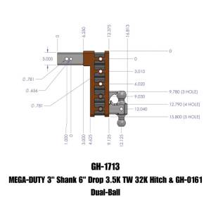 Gen-Y Hitch - Gen-Y Mega Duty 3in Shank 6in Drop 3.5K TW 32K Hitch w/GH-0161 Dual-Ball - GH-1713 - Image 2
