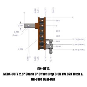 Gen-Y Hitch - Gen-Y Mega Duty 2.5in Shank 6in Offset Drop 3.5K TW 32K Hitch w/GH-0161 Dual-Ball - GH-1914 - Image 2