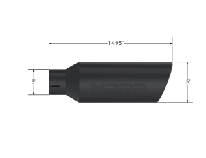 MBRP - MBRP Exhaust Tip; 5in. O.D.; Angled Rolled End; 3in. inlet 15in. in length; Black Coated - T5163BLK - Image 2