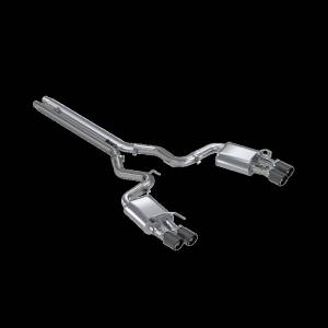 MBRP - MBRP 18-20 Ford Mustang GT 5.0 w/ Quad Tip Active Exhaust Cat Back Split Rear T304 w/ Carb Fib Tips - S72093CF - Image 1