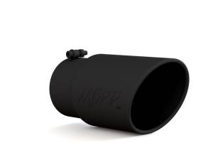 MBRP - MBRP Universal Tip 6in O.D. Angled Rolled End 5 inlet 12 length - Black Finish - T5075BLK - Image 1