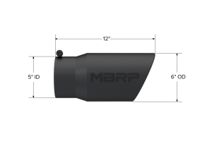 MBRP - MBRP Universal Tip 6in O.D. Angled Rolled End 5 inlet 12 length - Black Finish - T5075BLK - Image 3