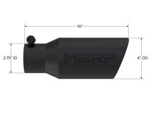 MBRP - MBRP Universal Angled Rolled End Tip 4in OD / 2-3/4in Inlet / 10in Length - Black - T5157BLK - Image 3