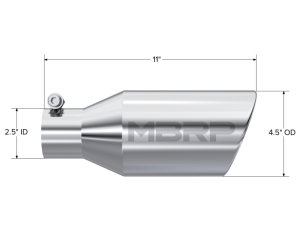 MBRP - MBRP Universal Tip 4.5 O.D. Angle Rolled End 2.5 Inlet 11in Length - T304 - T5160 - Image 3