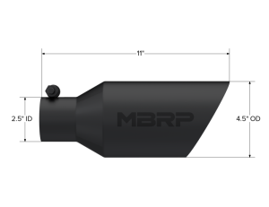 MBRP - MBRP Universal Dual Wall Angle Rolled End Tip 4-1/2in OD / 2-1/2in Inlet / 11in Length - Black - T5161BLK - Image 3
