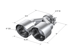 MBRP - MBRP Universal T304 SS Dual Tip 4in OD/2.5in Inlet - T5177 - Image 3