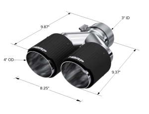 MBRP - MBRP 3in ID / Dual 4in OD Out Staggered L 9.87in / R 9.37in Dual Wall Carbon Fiber Univ Exhaust Tip - T5182CF - Image 4
