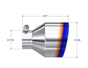MBRP - MBRP Univ. T304 Stainless Steel Burnt End Tip 2.5in ID / 5in OD / 6.5in Length Angle Cut Single Wall - T5190BE - Image 4