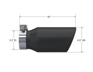 MBRP - MBRP Universal Tip 4.5in OD / 3.2in Inlet / 10in Length / Angled Cut Rolled End - Black - T5196BLK - Image 2