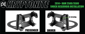 Kryptonite - KRYPTONITE DEATH GRIP FRONT SHOCK RESERVOIR MOUNT KIT 2014+ RAM 2500/3500 - 50mm Diameter Reservoir - Image 3