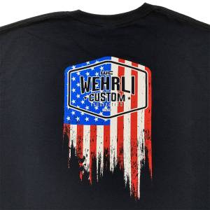 Wehrli Custom Fabrication - Wehrli Men's T-Shirt- Flag Logo Black - Image 3