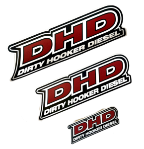 DHD 061-002 Standard Black Red DHD Rear Window Sticker 2.5" x 7.5"