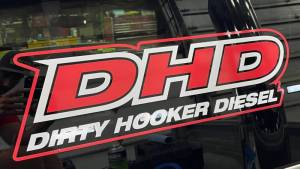 Dirty Hooker Diesel - Large 3 Color Die-Cut DHD Window Decal 8" x 24" - Image 1