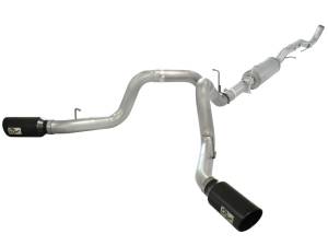 Exhaust - Exhaust Systems - aFe Power - aFe Power 4in DP-Back Exhaust GM Silverado/Sierra 2500/3500 11-15 (bef 7/14) V8-6.6L Blk-Dual - 49-44044-B