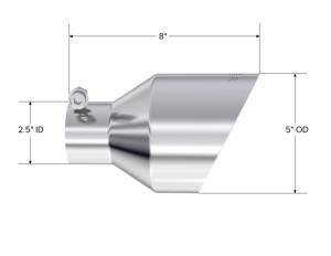 MBRP - MBRP T304 SS Tip 2.5in ID, 5in OD Out, 8in Length, Angle Cut, Dual Wall - Image 3