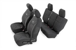 Seat Covers Front and Rear 4-Door Jeep Wrangler Unlimited 4WD (13-18) Rough Country