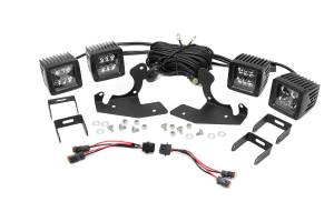 LED Light Kit Fog Mount Dual 2 Inch Black Pairs Chevy Silverado 1500/2500HD/3500HD 2WD/4WD Rough Country