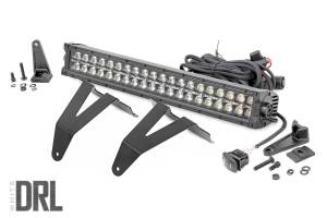 LED Light Kit Bumper Mount 20 Inch Black Dual Row White DRL Ram 1500 (19-24) Rough Country