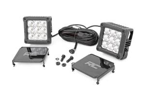 4 Inch Chrome Series LED Light Pods Square White DRL Pair Rough Country