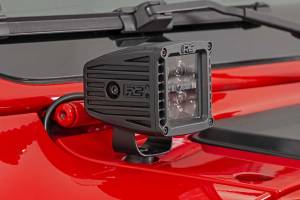 Rough Country - LED Light Kit Cowl Mount 2 Inch Black Pair White DRL Jeep Gladiator JT/Wrangler JL (18-26) Rough Country - Image 3