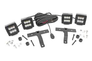 Quad LED Light Kit Cowl Mount 2 Inch Black Pairs Spot Jeep Gladiator JT/Wrangler JL (18-26) Rough Country
