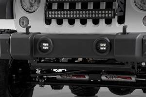 Rough Country - LED Light Kit Fog Mount 2 Inch Black Pair Jeep Wrangler JK/Wrangler Unlimited (10-18) Rough Country - Image 2