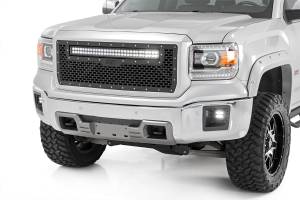 Mesh Grille 30 Inch Dual Row LED Black GMC Sierra 1500 2WD/4WD (2014-2015) Rough Country